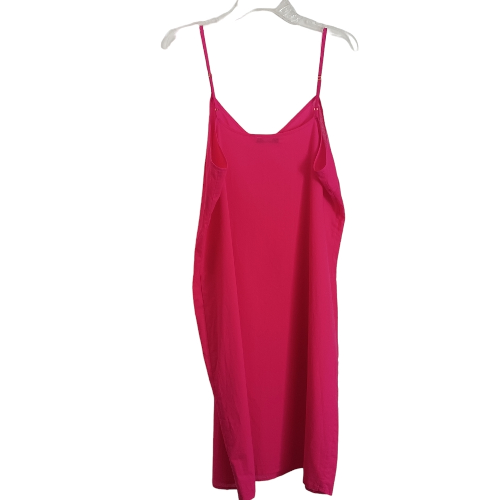 Trina Turk V-NECK Slip Mini Dress Size XL COTTON Fuscia Dark Pink Minimalist
